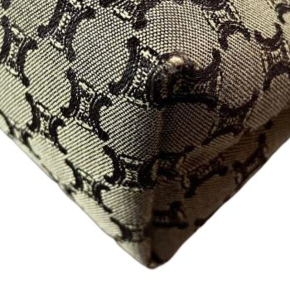 Celine Vintage Cosmetic Pouch Macadame or Triomphe Style Coated Canvas  EUC - Picture 11 of 12